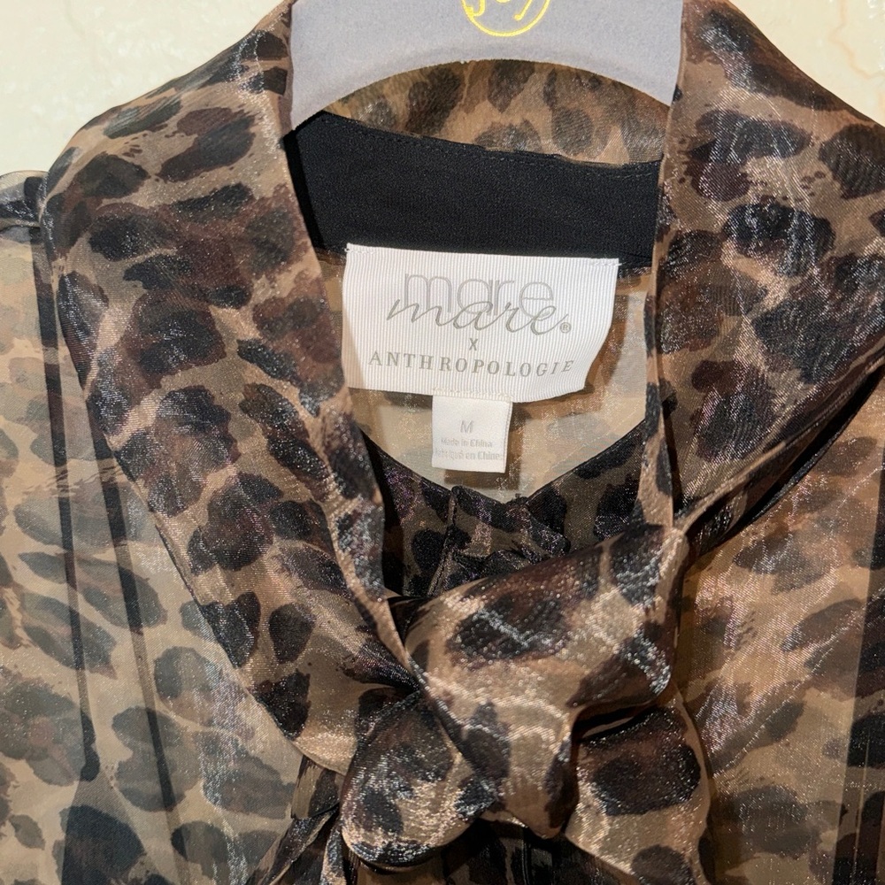 Mare Mare by Anthropologie Sheer Leopard Print Blouse